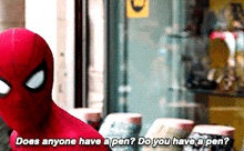 Spider Man Does Anyone Have A Pen GIF - Spider Man Does Anyone Have A Pen Do You Have A Pen GIFs