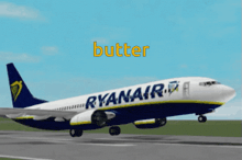 a ryanair airplane is taking off from the runway