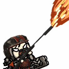 a cartoon of a man holding a gun and a torch