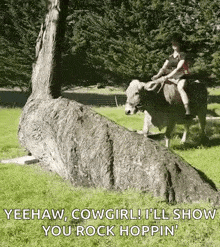 cowgirl cow jump