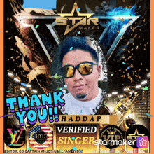 a star maker poster with a man wearing sunglasses