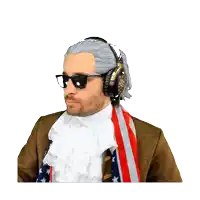 a cartoon of a man wearing headphones and a scarf