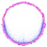 a pink circle with blue dots on it