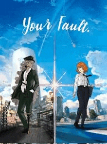 a man and a woman are standing next to each other in a city .