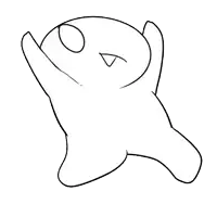 a black and white drawing of a cartoon character with a yellow star around its neck