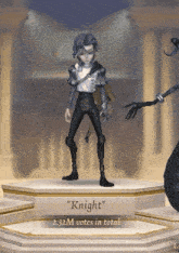 a knight with 2.32m votes in total is on a pedestal