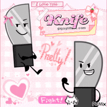 a picture of two knives with the words i love you on the top