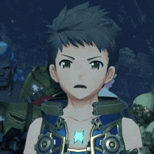 a video game character with a blue star necklace