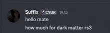 a screenshot of a message from suffix cybr