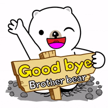 jumping sign white bear good bye