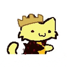 a pixel art drawing of a cat wearing a crown .