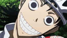 a close up of a cartoon character with a big smile