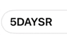 a white button with the words `` 5 days sr '' written on it .