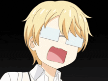 a cartoon character with glasses on his eyes making a funny face