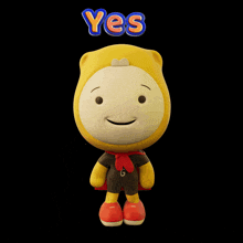 a cartoon character with a cape and the word yes above him