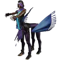 a computer generated image of a centaur with a blue winged tail