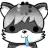 a pixel art drawing of a cat with a blue tongue sticking out .