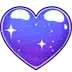 a purple heart with stars and clouds on it .