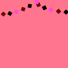 arabic writing on a pink background with a string of squares