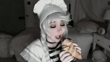 Belle Delphine Cooking GIF - Belle Delphine Cooking Eating A Croissant GIFs