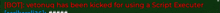 a green screen with red text that says 8007 reboot has been kicked during using a script execution