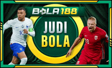 two soccer players are on a poster that says bola 188 judi bola