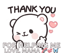 cute bear thank you thanks hearts