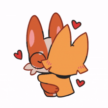 fox orange cute kiss happy
