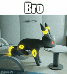a picture of a stuffed animal that says bro on the top