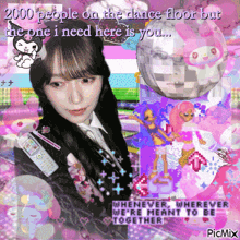 a picture of a girl with the words 2000 people on the dance floor but the one i need here is you on it