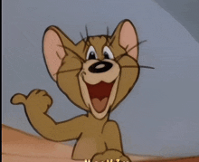 jerry from tom and jerry is smiling with his mouth open