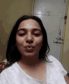woman selfie kiss happy