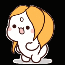 a cartoon drawing of a girl with blonde hair and a surprised look on her face