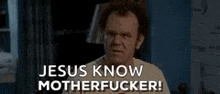 a man is making a funny face and saying jesus know motherfucker .