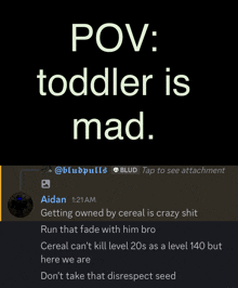 a screenshot of a text message between aidan and a toddler