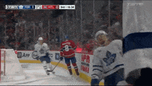a toronto maple leafs hockey game is being played