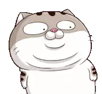 a cartoon cat with a big belly and a pink nose .