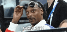 snoop dogg is wearing sunglasses and has the word whaat written below him