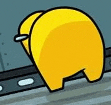 a cartoon of a yellow among us character with a big butt .