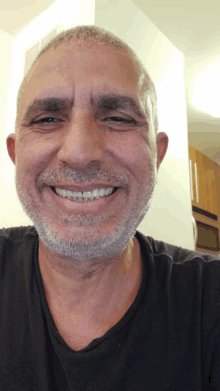 a man with a beard and mustache is smiling for the camera