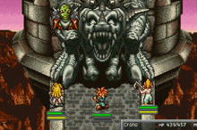 a video game with a character named crono and a monster