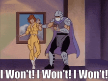 a cartoon of a man and a woman with the words i won 't