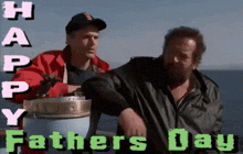 a happy fathers day greeting card with two men