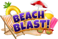 a sign that says beach blast with a chair sunglasses and pineapple