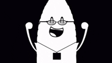 a cartoon character with glasses and a bomb with a smile on its face