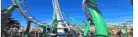 a roller coaster at an amusement park on a sunny day