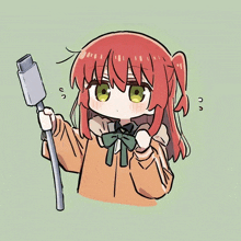a drawing of a girl with red hair holding a usb cable