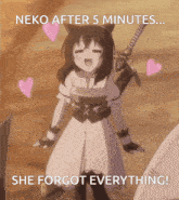 neko after 5 minutes she forgot everything written on a picture of neko