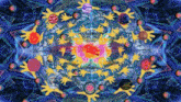 a colorful kaleidoscope with a red circle in the middle that says ' i love you ' on it
