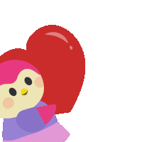 a penguin holding a large heart with the words love ya written above it